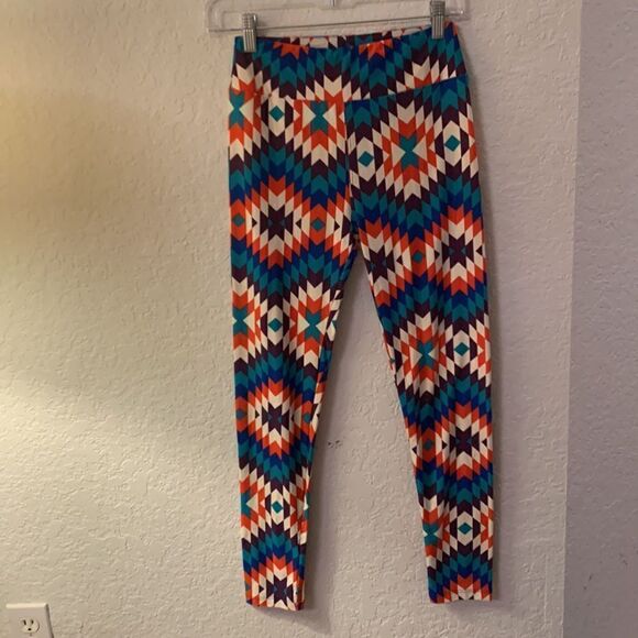 LuLaRoe 2 Pairs Multicolor Leggings One Size - Picture 3 of 12